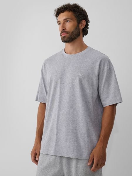 4F T-shirt loose gładki męski - szary M. Szare t-shirty męskie 4f, m, bez wzorów, z bawełny, bez kołnierzyka. Za 69.99 zł.
