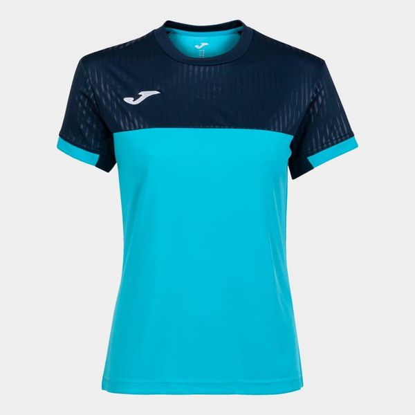 Koszulka do tenisa z krótkim rekawem damska Joma SHORT SLEEVE T- SHIRT. Niebieskie bluzki damskie Joma, s, bez wzorów, sportowe, bez kołnierzyka, bez ramiączek. Za 89.00 zł.