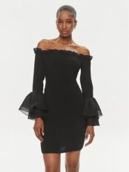 ROTATE Sukienka koktajlowa Chiffon 112112100 Czarny Regular Fit. Czarne sukienki damskie ROTATE, bez wzorów, z syntetyku, wizytowe, bez kołnierzyka, bez ramiączek. Za 629.99 zł.