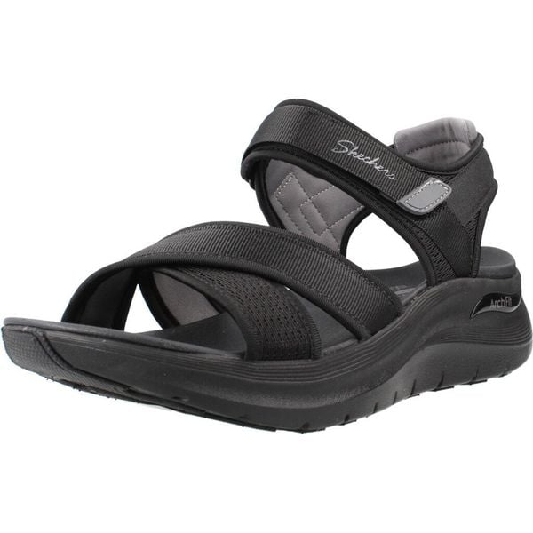 Sandały SKECHERS 164078S Czarny. Czarne sandały damskie Skechers, bez wzorów, z materiału, bez obcasa. Za 233.99 zł.
