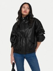 ONLY Kurtka z imitacji skóry Julia 15373024 Czarny Loose Fit. Czarne kurtki damskie Only, l, bez wzorów, ze skóry, bez kaptura. Za 299.99 zł.