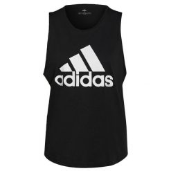 Koszulka Kobieta Adidas Essentials Big czarny. Białe bluzki sportowe damskie Adidas, m, z bawełny, bez kołnierzyka, bez ramiączek. Za 105.99 zł.