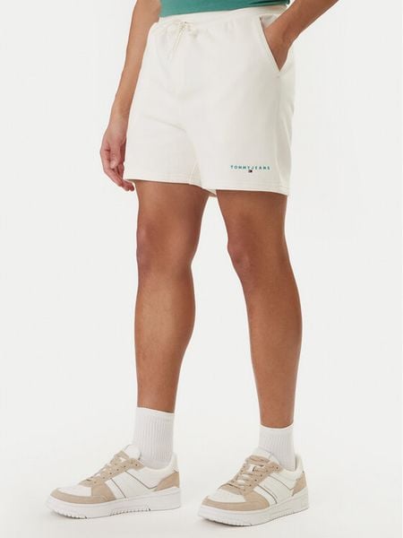 Tommy Jeans Szorty sportowe Contrast Linear DM0DM22697 Biały Regular Fit. Białe szorty męskie Tommy Jeans, bez wzorów, z bawełny, sportowe. Za 209.99 zł.