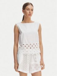 Max Mara Beachwear Top Maggio 2616161039 Biały Regular Fit. Białe topy damskie Max Mara Beachwear, m, bez wzorów, z bawełny, bez kołnierzyka. Za 589.99 zł.