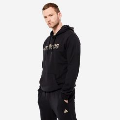 Bluza z kapturem męska ADIDAS Gym & Pilates. Bluzy sportowe męskie Adidas, bez wzorów, z bawełny, sportowe, bez kołnierzyka, bez ramiączek. Za 199.99 zł.