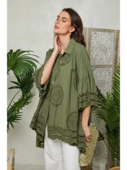 Lin Passion Koszula w kolorze khaki rozmiar: 38/40. Brązowe koszule damskie Lin Passion, bez wzorów, z bawełny, klasyczne, bez kołnierzyka, bez ramiączek. Za 173.99 zł.