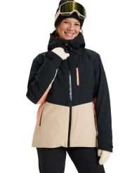 Kurtka narciarska damska Roxy Peakside Insulated Snow 10K. Czarne kurtki damskie Roxy, l, bez wzorów, z materiału, z kapturem, narciarskie. Za 685.49 zł.