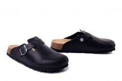 DR. BRINKMANN 600159-01 schwarz, klapki damskie. Czarne klapki damskie Dr. Brinkmann, bez wzorów, ze skóry, bez obcasa. Za 246.42 zł.