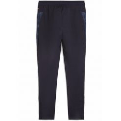 Męskie spodnie treningowe Olympique Marsylia PUMA New Navy White Blue. Białe spodnie materiałowe męskie Puma, bez wzorów, sportowe. Za 329.00 zł.