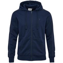 Bluza z kapturem i zamkiem błyskawicznym Hummel Pulse Piping. Niebieskie bluzy z kapturem męskie HUMMEL, m. Za 246.00 zł.