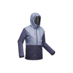 Kurtka trekkingowa TRAVEL100 COMPACT męska. Szare kurtki męskie FORCLAZ, m, bez wzorów, z materiału, bez kaptura. Za 179.99 zł.