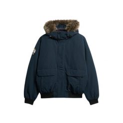 Kurtka bomber z syntetycznym futrem Superdry Everest. Niebieskie kurtki męskie Superdry., m, bez wzorów, z syntetyku, bez kaptura. W wyprzedaży za 655.65 zł.