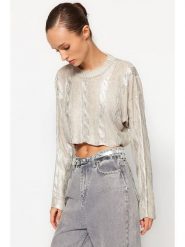 Trendyol Sweter w kolorze srebrno-szarym rozmiar: M. Szare swetry klasyczne damskie Trendyol, m, bez kołnierzyka. Za 78.99 zł.