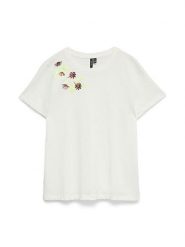 Vero Moda Koszulka w kolorze białym rozmiar: XS. Białe bluzki damskie Vero Moda, xs, bez wzorów, z bawełny, bez kołnierzyka, bez ramiączek. Za 42.47 zł.