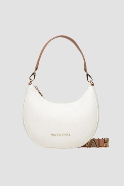 VALENTINO Biała torebka księżyc Alexia Hobo Bag. Białe torebki klasyczne damskie Valentino by Mario Valentino, bez wzorów, bez dodatków. W wyprzedaży za 396.99 zł.