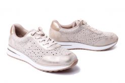 RIEKER REMONTE D1G04-60 beige combination, półbuty damskie. Brązowe półbuty damskie Rieker Remonte, bez wzorów, bez obcasa. Za 369.90 zł.
