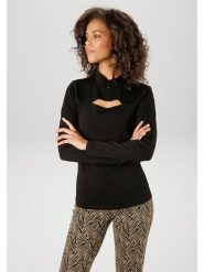 Aniston Bluzka w kolorze czarnym rozmiar: 38. Czarne bluzki damskie Aniston, bez wzorów, bez kołnierzyka, bez ramiączek. Za 56.99 zł.