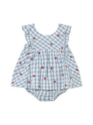 Mayoral Sukienka letnia 1814 Błękitny Regular Fit. Niebieskie sukienki dziewczęce Mayoral, na lato, bez wzorów, z bawełny, bez ramiączek. Za 159.99 zł.