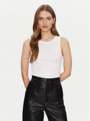 Guess Top W5GP06 KCS10 Biały Regular Fit. Białe topy damskie Guess, xs, z aplikacjami, z bawełny, bez kołnierzyka. Za 149.99 zł.