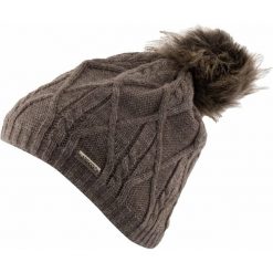 Damska czapka Areco Brown z pomponem i polarem. Brązowe czapki zimowe damskie Erima, z materiału. Za 151.99 zł.