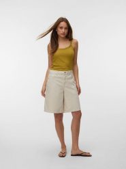 Vero Moda Top w kolorze oliwkowym rozmiar: S. Brązowe topy damskie Vero Moda, s, bez wzorów, z bawełny, bez kołnierzyka. Za 55.95 zł.