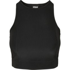 Damski crop top Urban Classics. Czarne topy damskie Urban Classics, bez wzorów, bez kołnierzyka. Za 105.50 zł.