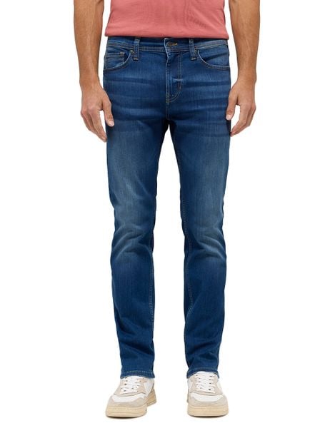 Męskie Spodnie jeansowe Mustang Style Vegas Slim Denim Blue 1015119 5000 574. Niebieskie spodnie materiałowe męskie Mustang, bez wzorów, z denimu. Za 219.99 zł.