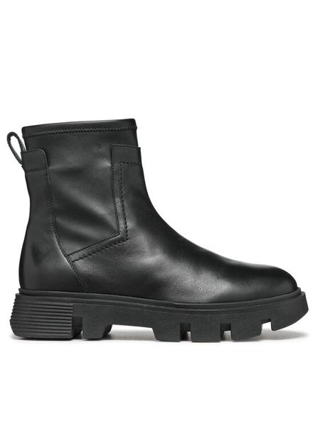 Geox Botki D Vilde D26UAC 043KB C9997 Czarny. Czarne botki damskie Geox, ze skóry, bez obcasa, na płaskiej podeszwie, bez zapięcia. Za 509.99 zł.