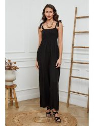 La Compagnie Du Lin Lniany kombinezon w kolorze czarnym rozmiar: L. Czarne kombinezony damskie La Compagnie Du Lin, l, bez wzorów, ze lnu, bez kołnierzyka, bez ramiączek. Za 195.99 zł.