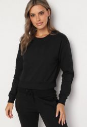 Czarna Bluza z Dodatkiem Bawełny Wykończona Ściągaczami Evilaya. Czarne bluzy bez kaptura damskie Born2be, l, z bawełny. Za 34.99 zł.