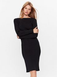 Calvin Klein Sukienka dzianinowa Iconic K20K205753 Czarny Slim Fit. Czarne sukienki damskie CALVIN KLEIN, xs, bez wzorów, z dzianiny, bez kołnierzyka, bez ramiączek. Za 1,099.00 zł.