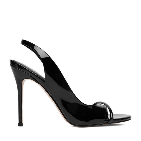 Sandały Eva Minge. Czarne sandały damskie Eva Minge, bez wzorów, bez obcasa, na szpilce. Za 449.99 zł.