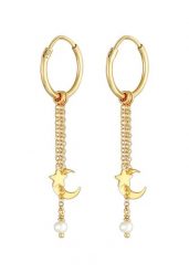 Elli Damskie kreole Star Moon Astro Trend Blogger z perłą hodowlana słodkowodną w srebrze 925 Sterling Silver Kolczyki koła 1 ct. Szare kolczyki damskie Elli, z perłą, srebrne. Za 322.14 zł.