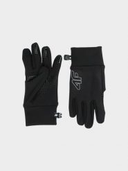 4F Rękawiczki dzianinowe Touch Screen dziecięce - czarne S/M. Czarne rękawiczki dziecięce 4f, z dzianiny, bez ramiączek. Za 59.99 zł.