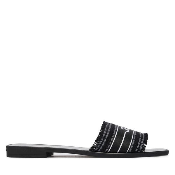 Klapki KARL LAGERFELD. Czarne klapki damskie Karl Lagerfeld, bez wzorów, bez obcasa. Za 463.99 zł.