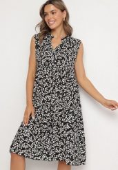 Czarna Bawełniana Sukienka Rozkloszowana w Listki Iveliova. Czarne sukienki damskie Born2be, na co dzień, l, bez wzorów, z bawełny, eleganckie, bez kołnierzyka, bez ramiączek, midi, rozkloszowane. W wyprzedaży za 47.99 zł.