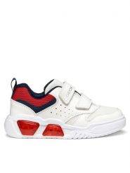 Geox Sneakersy J Illuminus J55GVA 014BU C0050 D Biały. Białe buty sportowe chłopięce Geox, ze skóry, bez zapięcia. Za 189.99 zł.