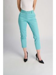 Marks & Spencer Spodnie chino w kolorze turkusowym rozmiar: 44. Niebieskie spodnie materiałowe damskie Marks & Spencer, bez wzorów, z podwyższonym stanem. Za 81.95 zł.