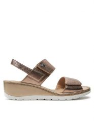 Caprice Sandały 9-28251-42 Złoty. Żółte sandały damskie Caprice, bez wzorów, ze skóry, bez obcasa, na koturnie. Za 175.99 zł.