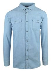 Weekendowa Koszula z Jasnego Jeansu, Prosty Krój - Pako Jeans. Niebieskie koszule męskie Pako Jeans, l, bez wzorów, z bawełny, bez kołnierzyka, bez ramiączek. Za 185.00 zł.