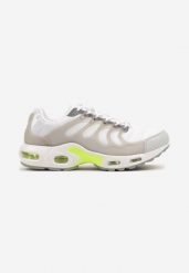 Biało-Szare Buty Sportowe Sneakersy z Geometrycznym Wzorem Fenirila. Białe buty sportowe na co dzień męskie Born2be, z jeansu, bez zapięcia. Za 119.99 zł.