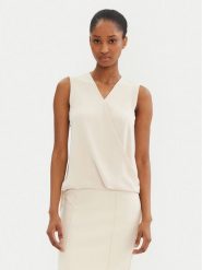 Rinascimento Bluzka CFC0122910003 Beżowy Regular Fit. Brązowe bluzki damskie RINASCIMENTO, s, bez wzorów, z syntetyku, bez ramiączek. Za 129.99 zł.