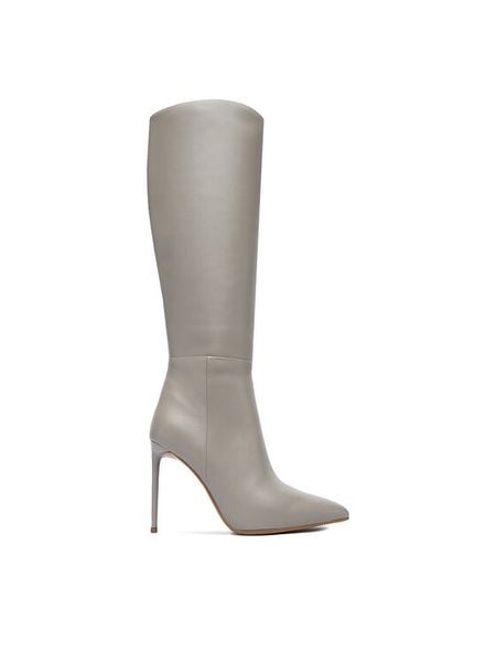 Eva Minge Kozaki EO-EDITH-E234-03B Szary. Szare kozaki damskie Eva Minge, ze skóry, bez obcasa, na szpilce. Za 459.99 zł.