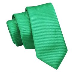 Wąski Krawat, Zielony, Trawiasty Śledź Męski, 5 cm, w Drobny Prążek, Jednokolorowy -Angelo di Monti. Zielone krawaty i muchy męskie Angelo di Monti, bez wzorów, z tkaniny, eleganckie. Za 45.00 zł.