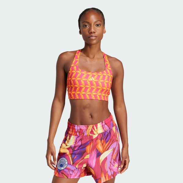 Biustonosz adidas x FARM Rio Medium-Support. Brązowe biustonosze sportowe damskie Adidas, bez wzorów, z materiału. W wyprzedaży za 200.20 zł.