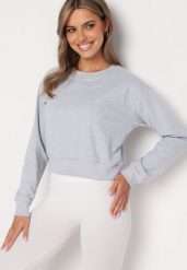 Jasnoszara Bluza z Dodatkiem Bawełny Wykończona Ściągaczami Evilaya. Szare bluzy bez kaptura damskie Born2be, l, z bawełny. Za 19.99 zł.