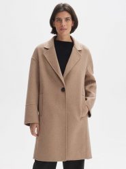 OPUS Płaszcz przejściowy w kolorze karmelowym rozmiar: 42. Brązowe płaszcze damskie Opus, bez wzorów, z wełny. Za 297.26 zł.