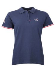 Peak Mountain Koszulka polo w kolorze granatowym rozmiar: M. Niebieskie bluzki damskie Peak Mountain, m, bez wzorów, bez kołnierzyka, bez ramiączek. Za 87.81 zł.