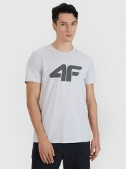 4F T-shirt regular z nadrukiem męski - szary XXL. Szare t-shirty męskie 4f, m, bez wzorów, z bawełny, bez kołnierzyka. Za 49.99 zł.