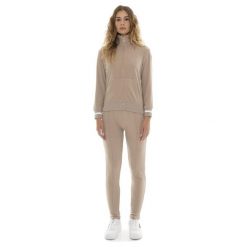 Bluza z zamek błyskawiczny na co dzień na siłownię. Brązowe bluzy bez kaptura damskie LEONE 1947 APPAREL, z dresówki. W wyprzedaży za 224.31 zł.